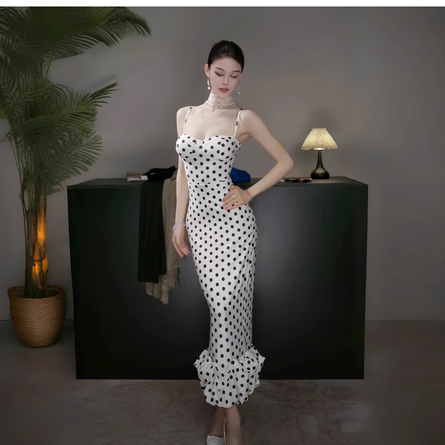 Pretty Spaghetti Straps Sheath Long Party Dress White Vacation Dress YM2202