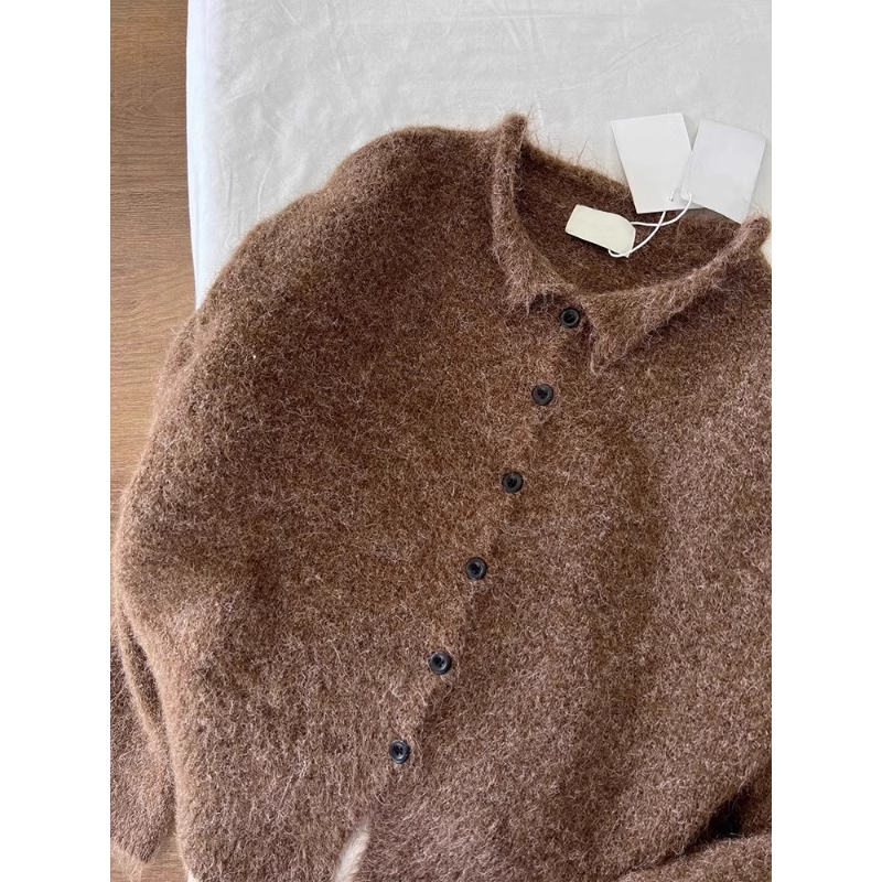 Women's coffee color sweater cardigan sweater temperament coat YM1883