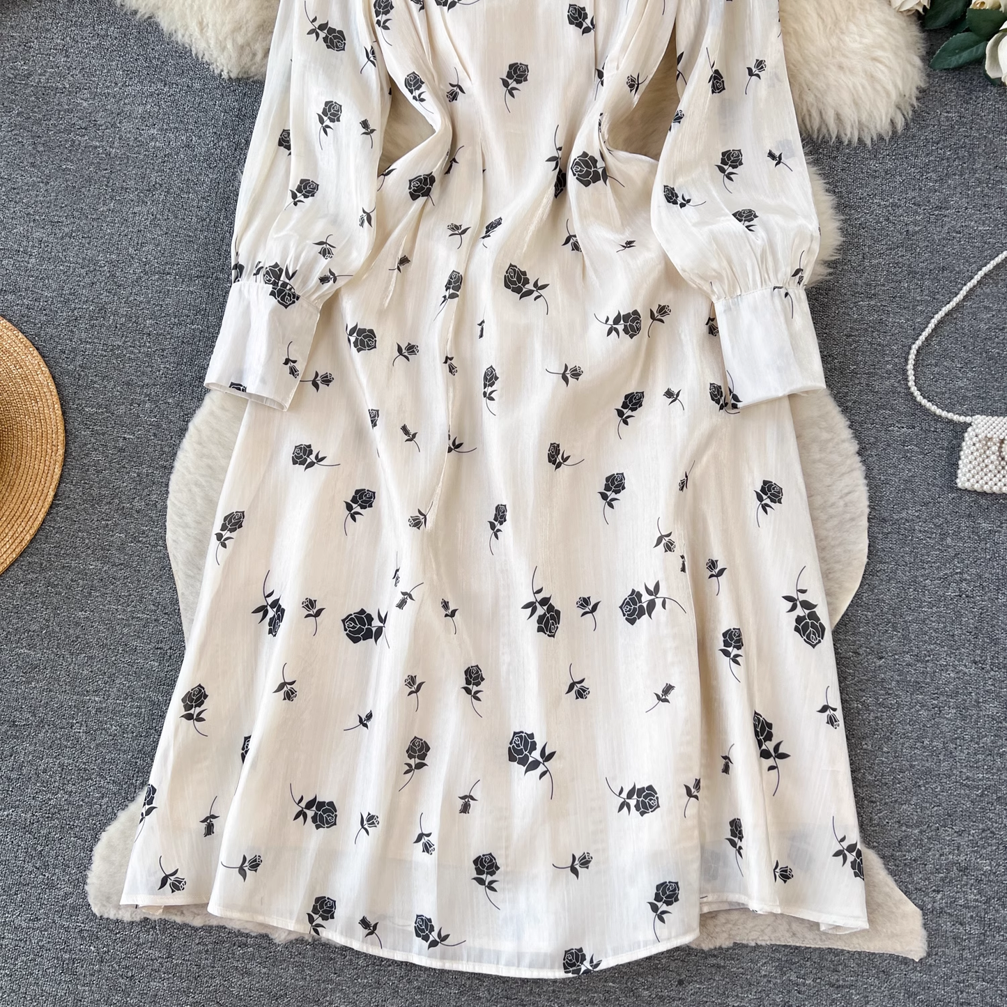 Baby doll collar floral chiffon dress YM788