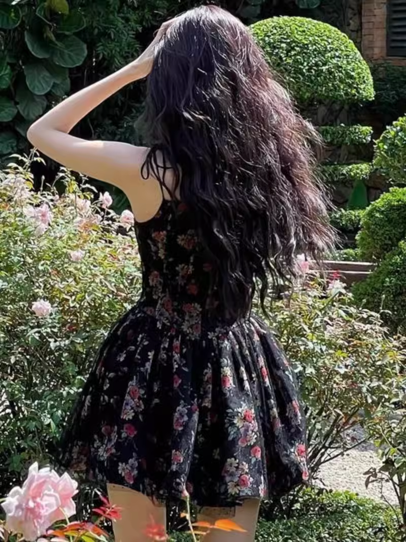 women's lace embroidery printed dress YM1305