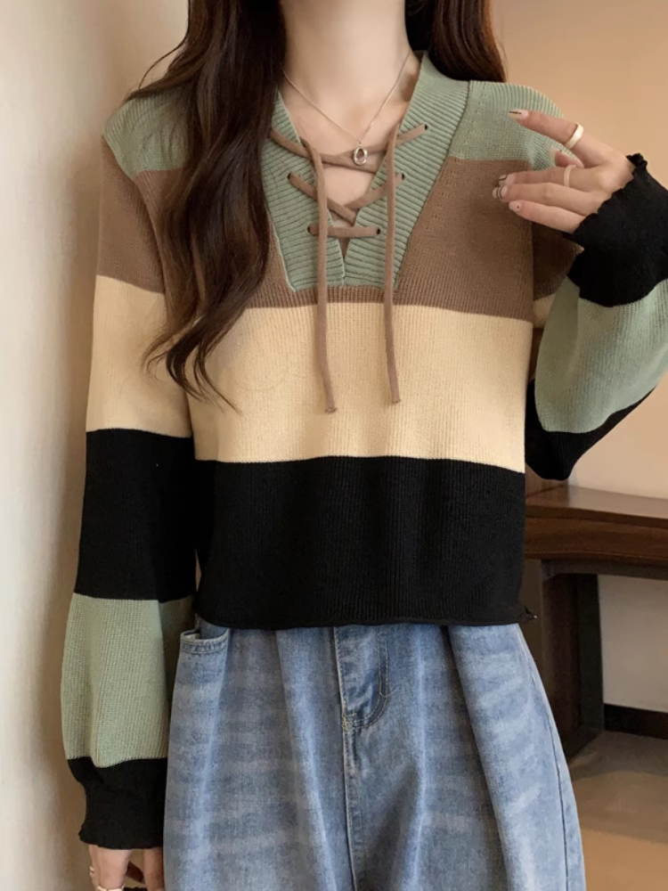 women's autumn and winter striped short sweater YM504