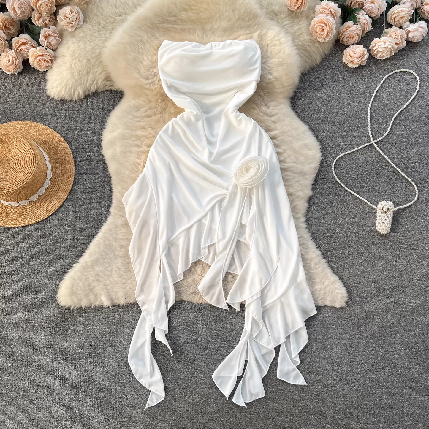Irregular ruffle dress YM1216