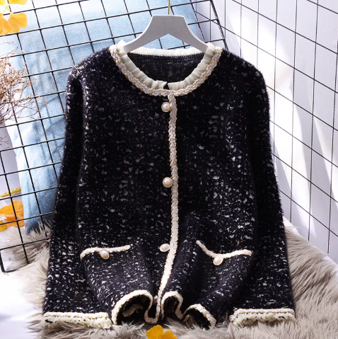 White Imitation Mink Fleece Sweater Coat New Autumn And Winter Thickened Knitted Cardigan YM2370