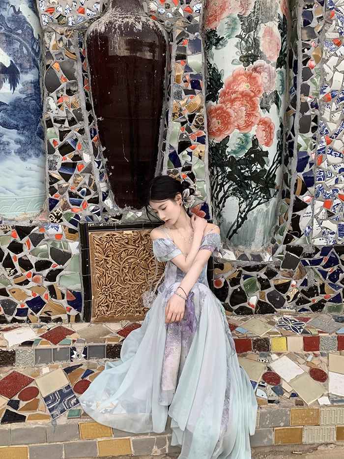 Chiffon Fairy Waist Off Shoulder Straps Prom Dress Birthday Party Dress YM2023