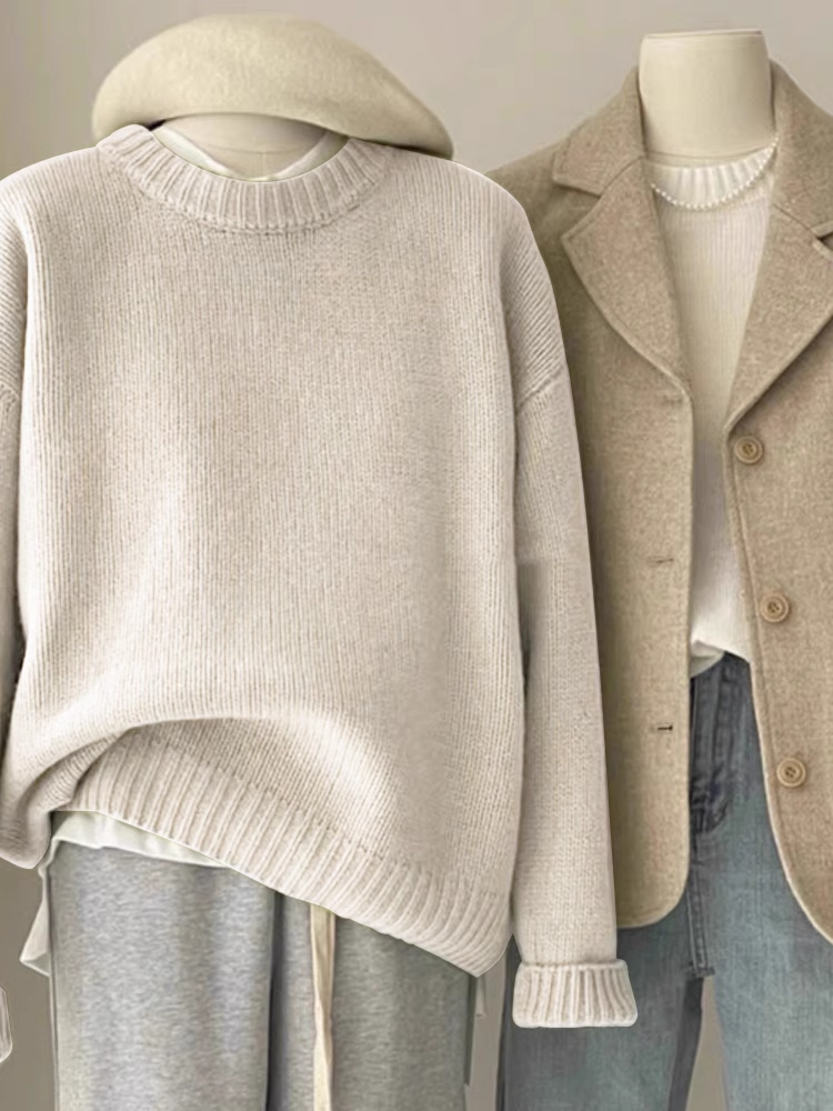 Crewneck sweater with knitted cardigan underneath YM1875