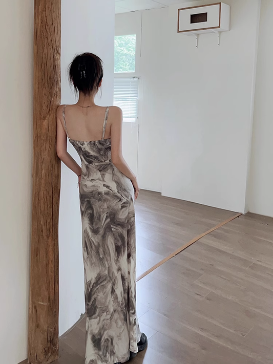 women's autumn method of ink painting suspender dress YM481