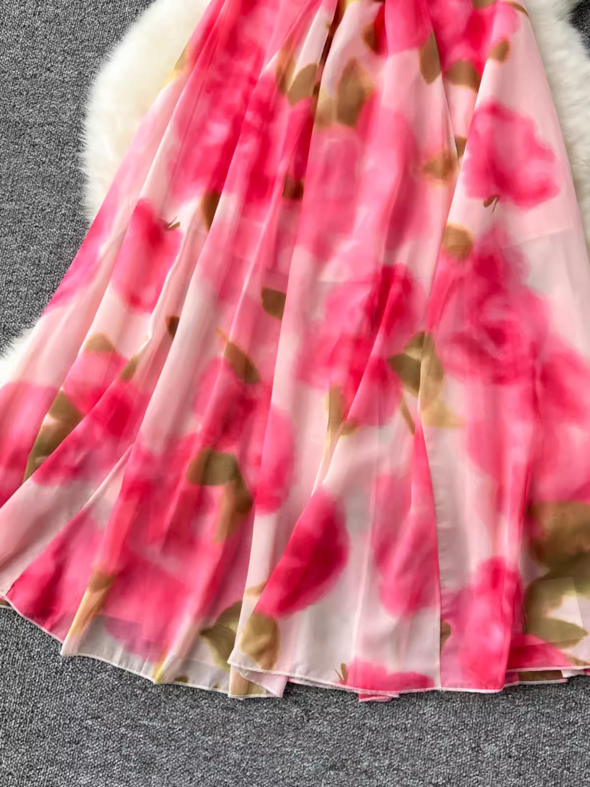 Women's seaside holiday dress with rose print YM1470
