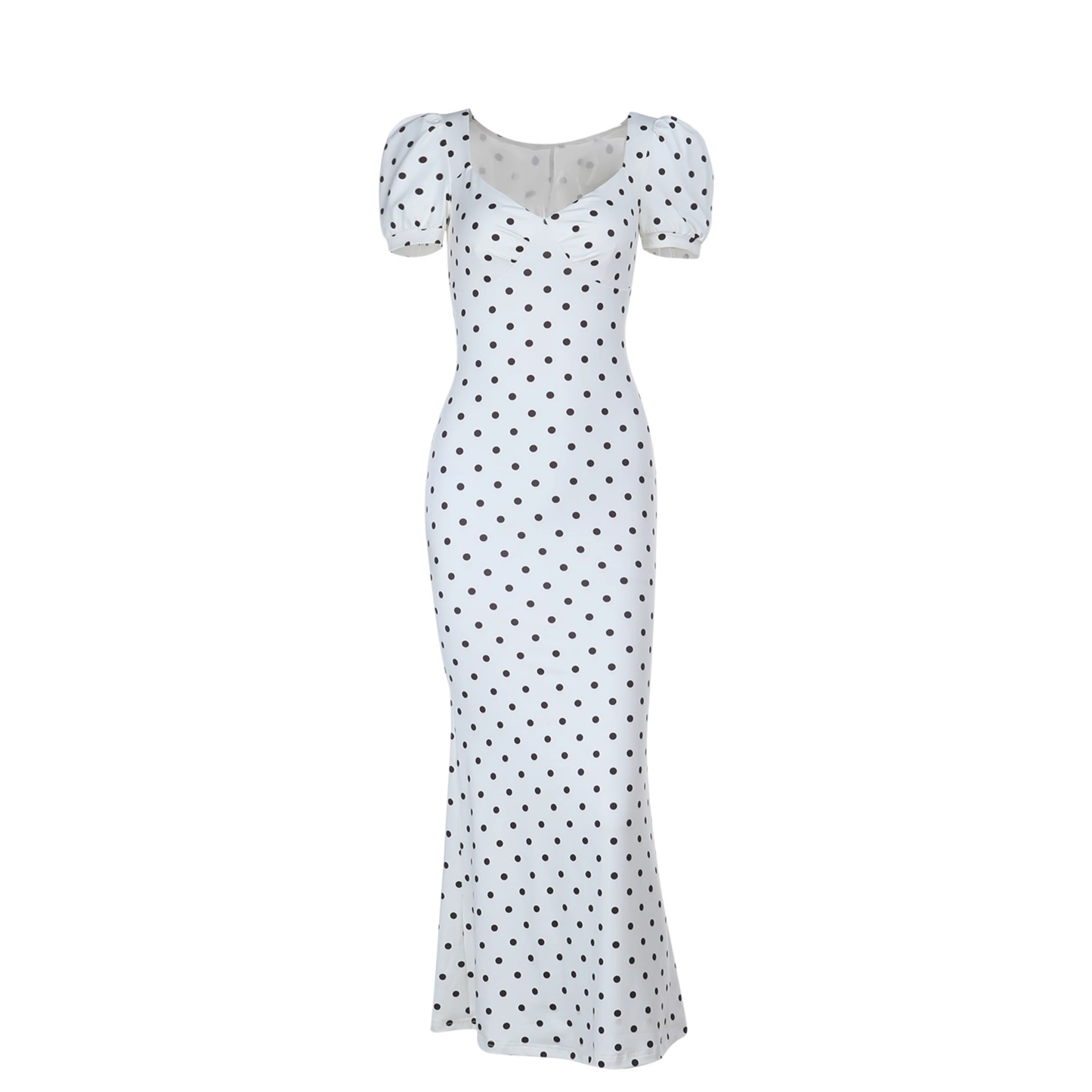Cute V Neck Polka Dot Mermaid Long Holiday Dress Vacation Dress YM2254