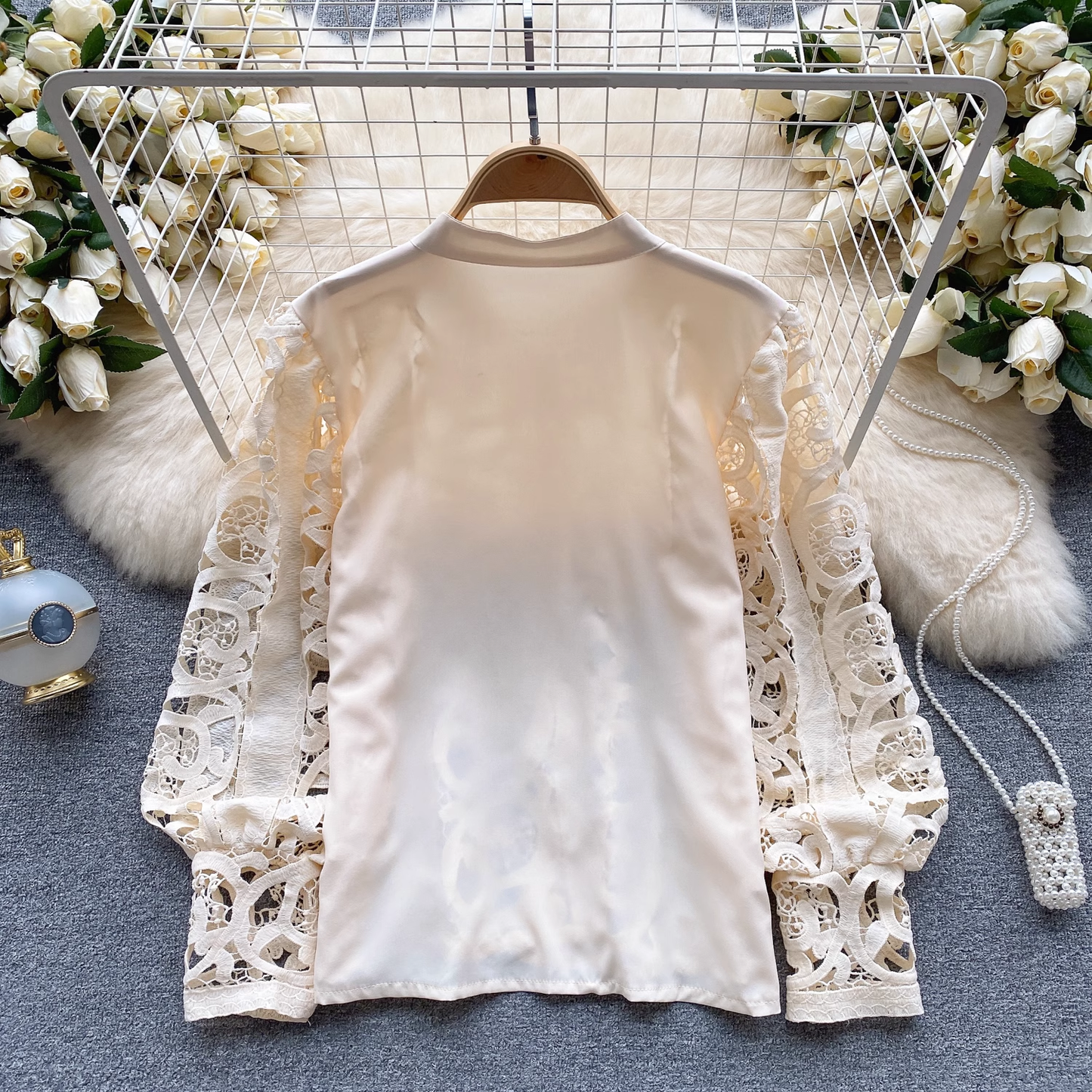 women's retro palace style lace blouses YM634