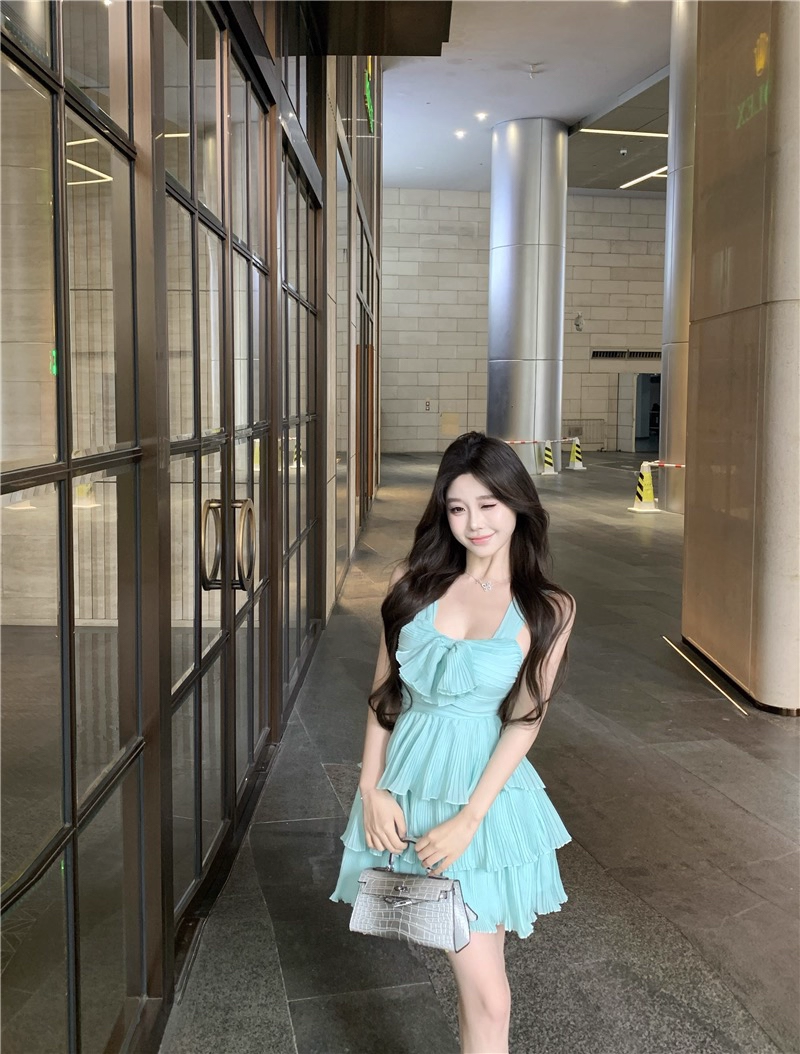 Mint Green Chiffon A Line Vacation Dress Short Birthday Dress Women Dress YM2180