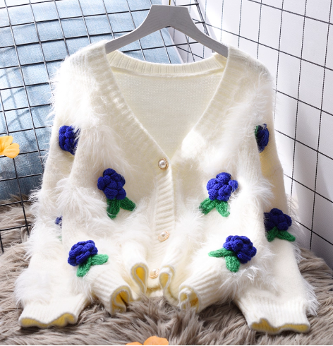Women's Sweet V-neck Sweater Coat YM2385