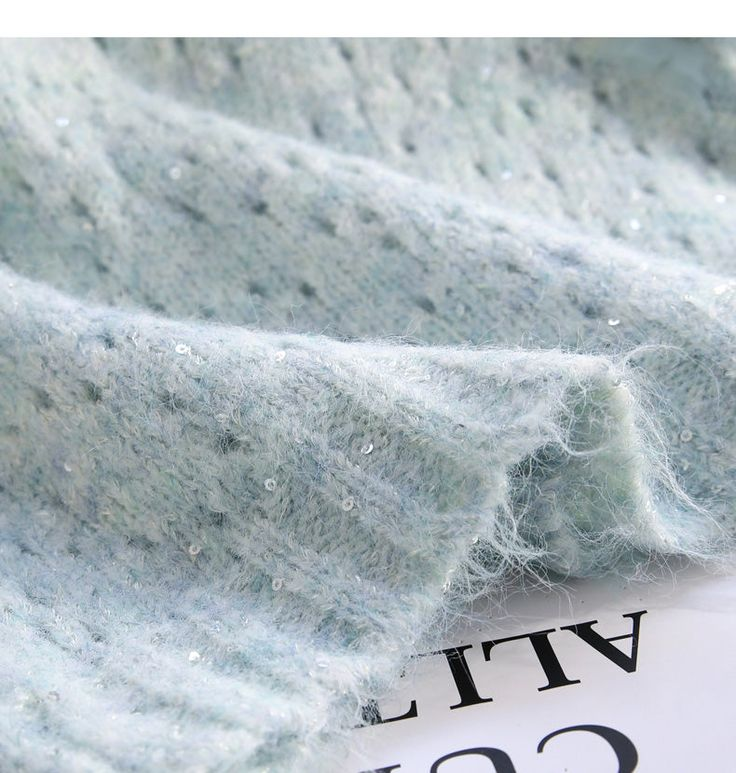 Light Green Sequined 3D Flower Knitted Sweater YM1933