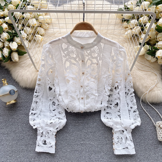 women's retro palace style lace blouses YM634