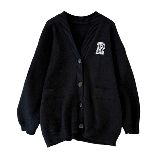 College Style Off White Thickened Knitted Jacket Women's Fashionable Casual Cardigan YM2293