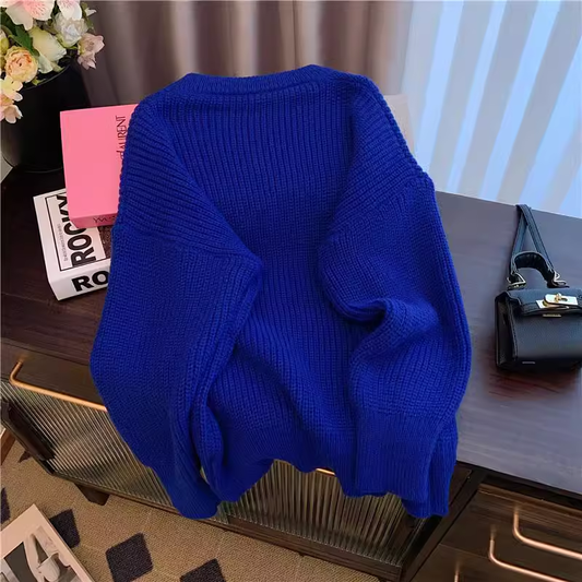 simple blue thickened sweater YM864