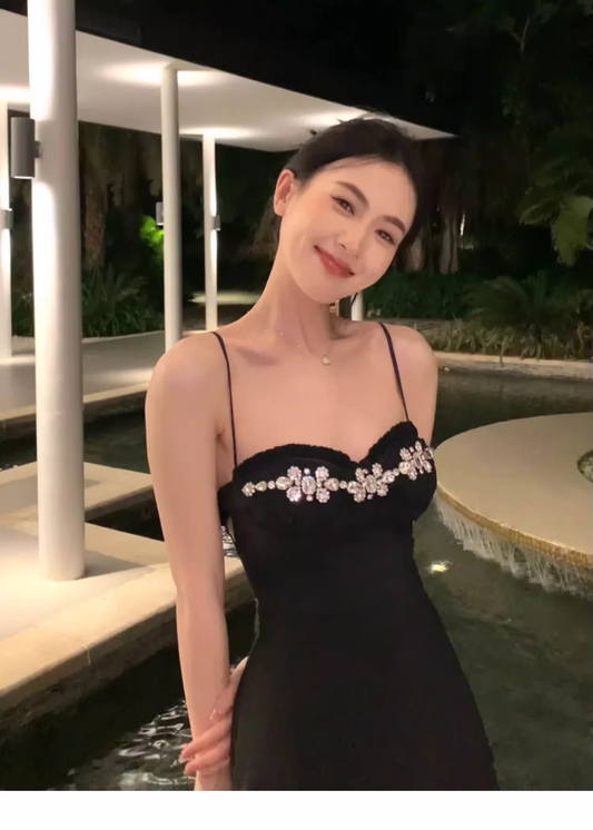 Black suspender dress birthday dress little black dress YM1930