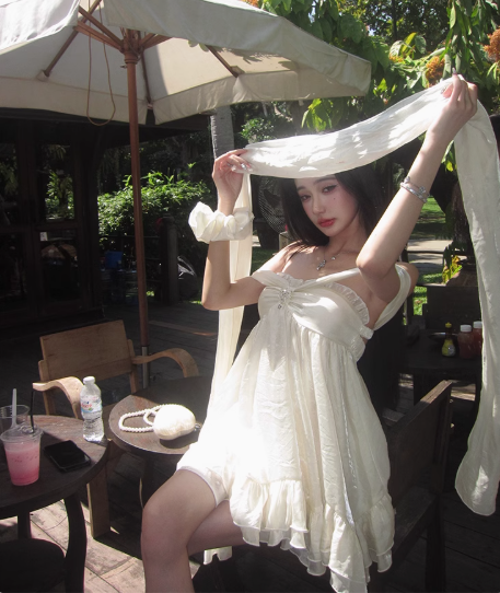 Sweet White Off The Shoulder Party Dress YM2002