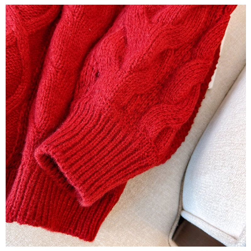 Red Sweater Women's Early Autumn Loose Slimming Versatile Sweet Sweater YM2304