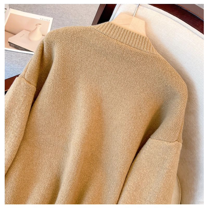 College Style Off White Thickened Knitted Jacket Women's Fashionable Casual Cardigan YM2293