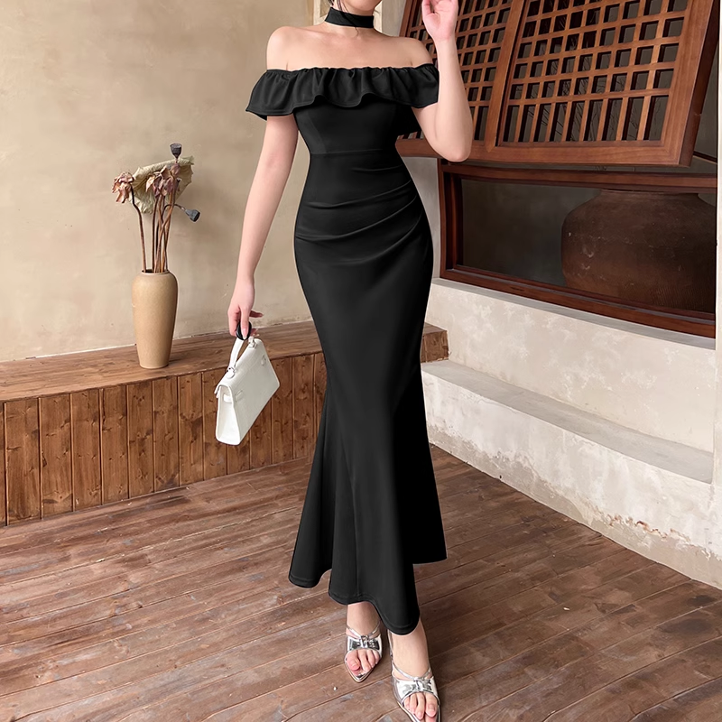 Classy Off The Shoulder Green Mermaid Long Birthday Dress Holiday Dress YM2218