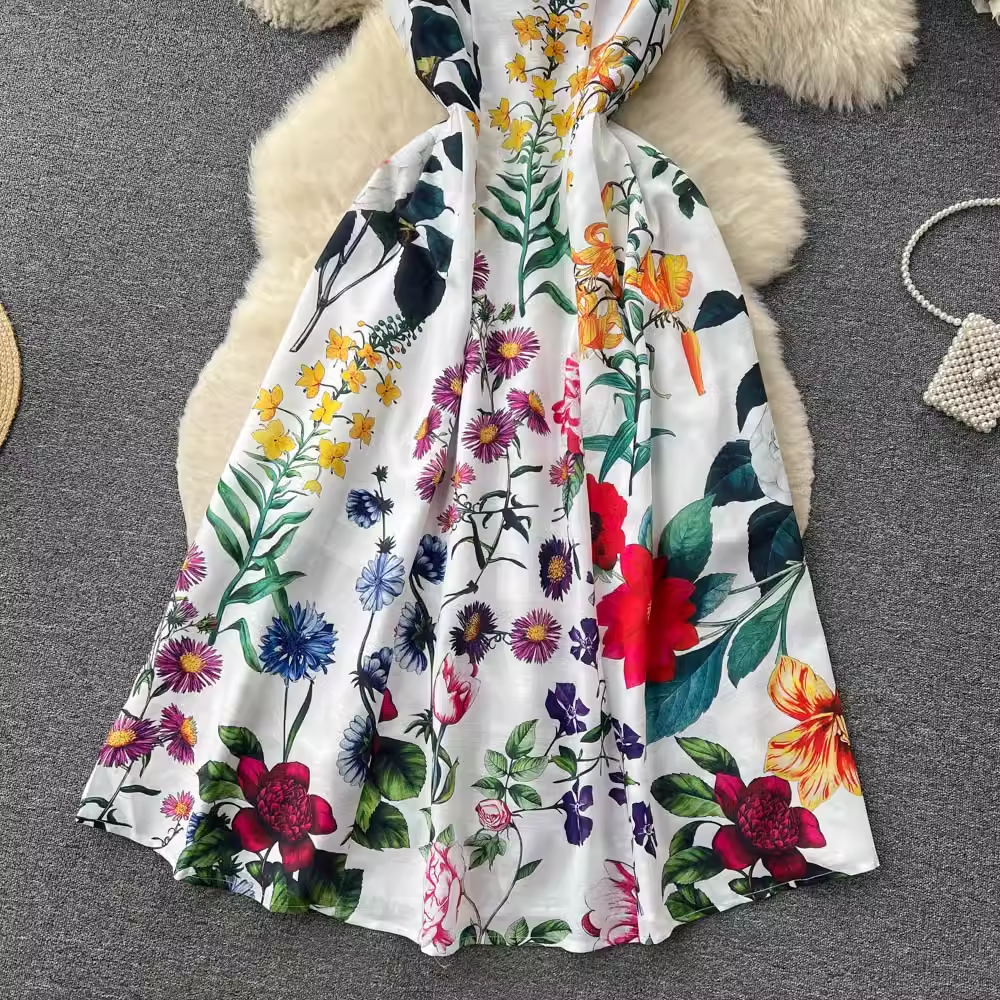women's summer printed square neck dress YM1194