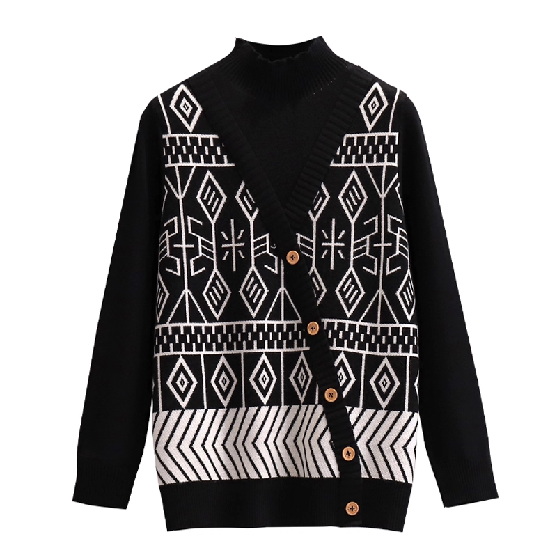 Retro Black Half Turtleneck Sweater Autumn Fake Two-Piece Bottoming Knitted Sweater YM2297