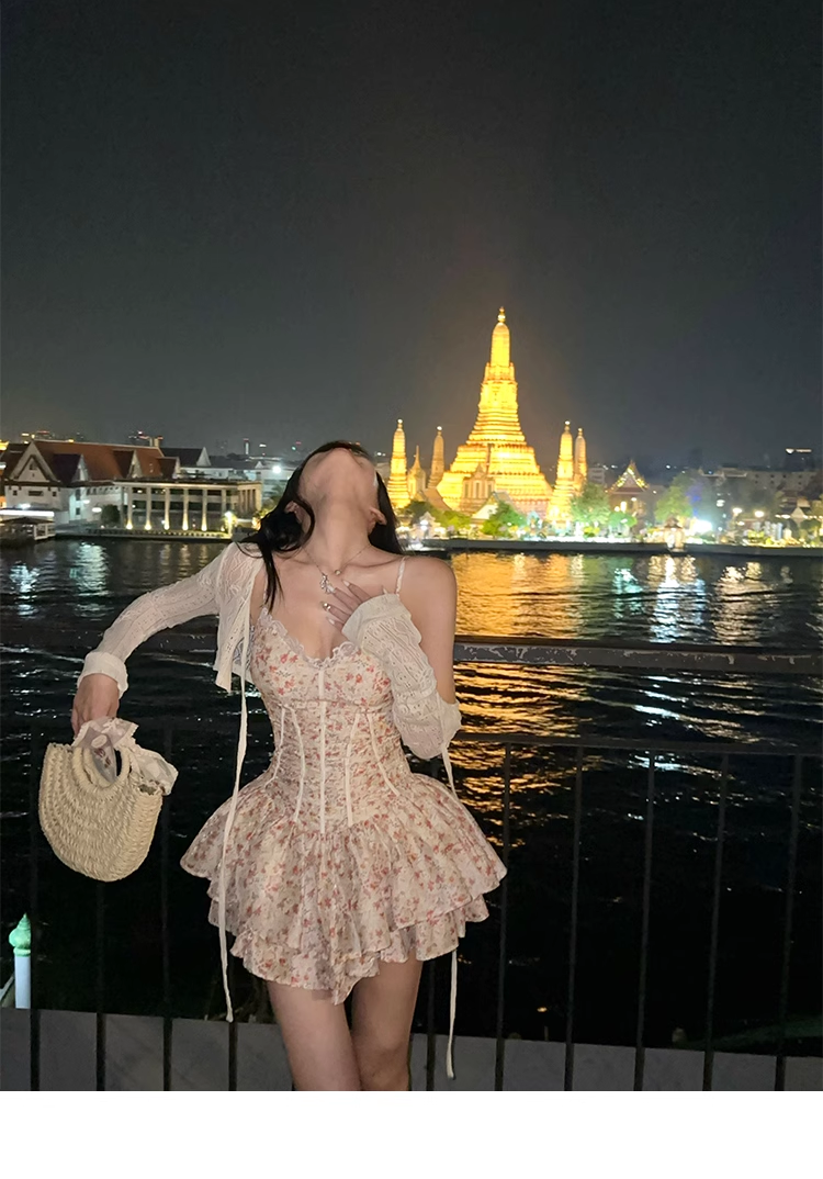 Sexy Floral Spaghetti Straps A Line Short Prom Dress Birthday Dress YM1988