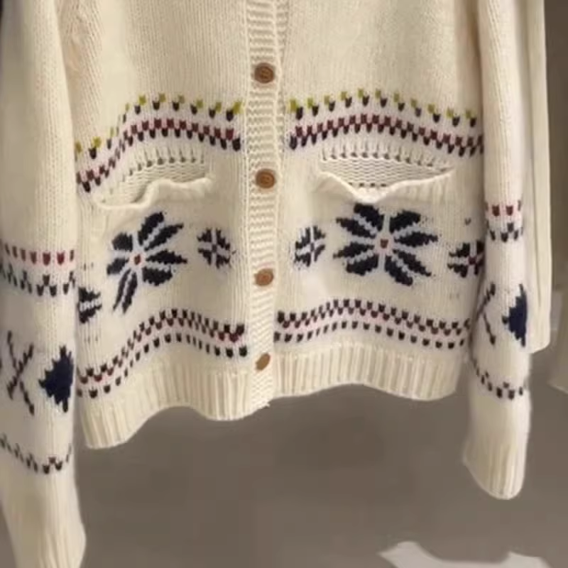 Beautiful And Stylish Jacquard Sweater,Apricot Knitted Jacket, YM1867