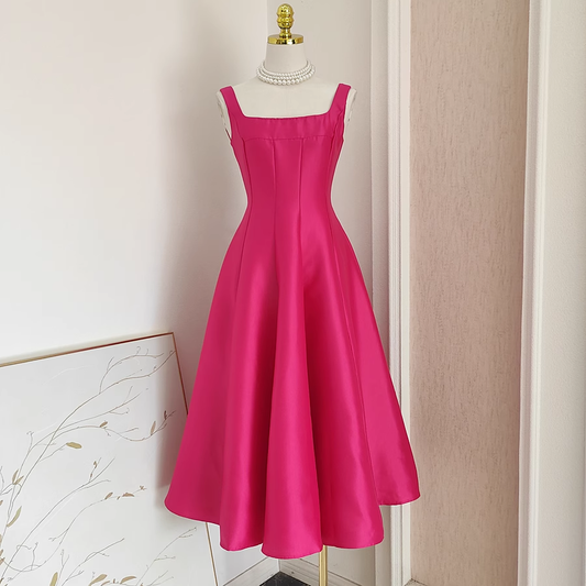 Simple Hot Pink A Line Party Dress Vacation Dress YM2104