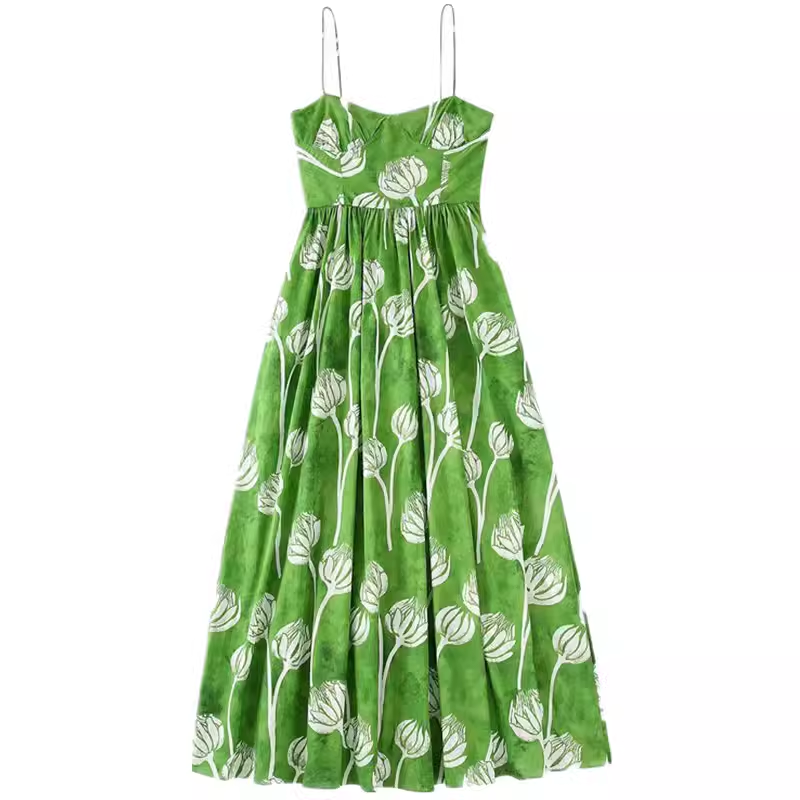 Green Spaghetti Straps Dress YM1284