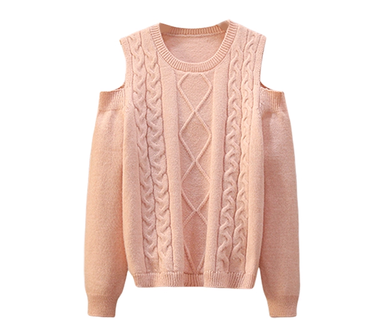 White Loose Pullover Off-the-Shoulder Knit Sweater YM2289