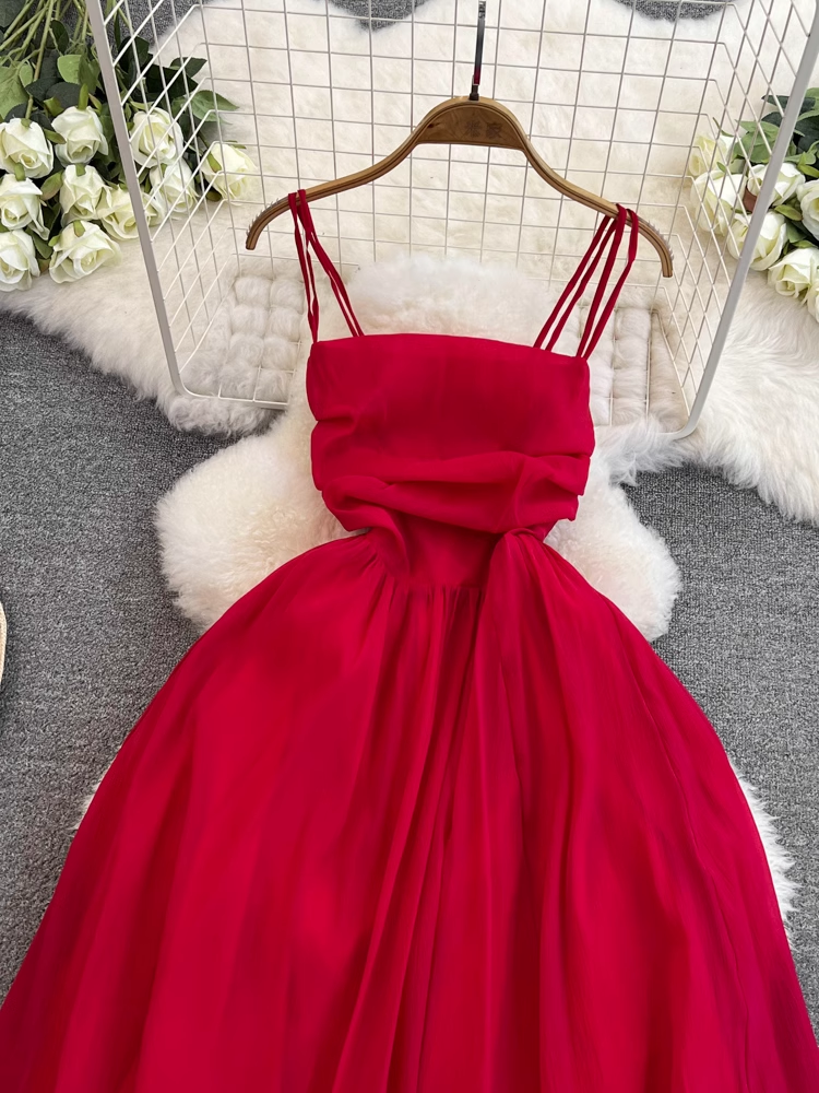 Red Sleeveless Summer Dress YM1412