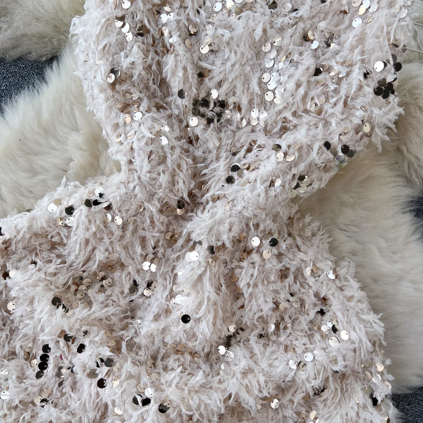 Furry fringed sequin dress YM786