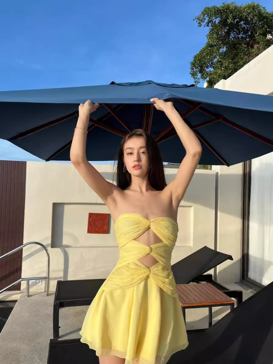 Yellow A-line Mini Dress YM1352