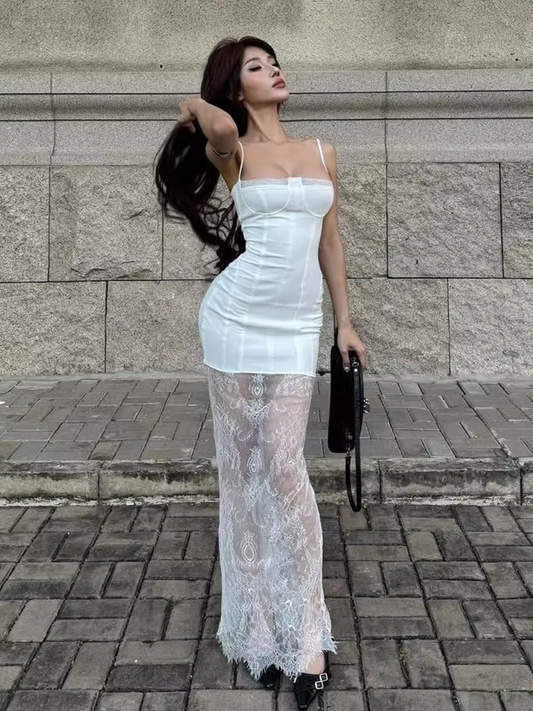 Sexy White Bodycon Dress YM1369