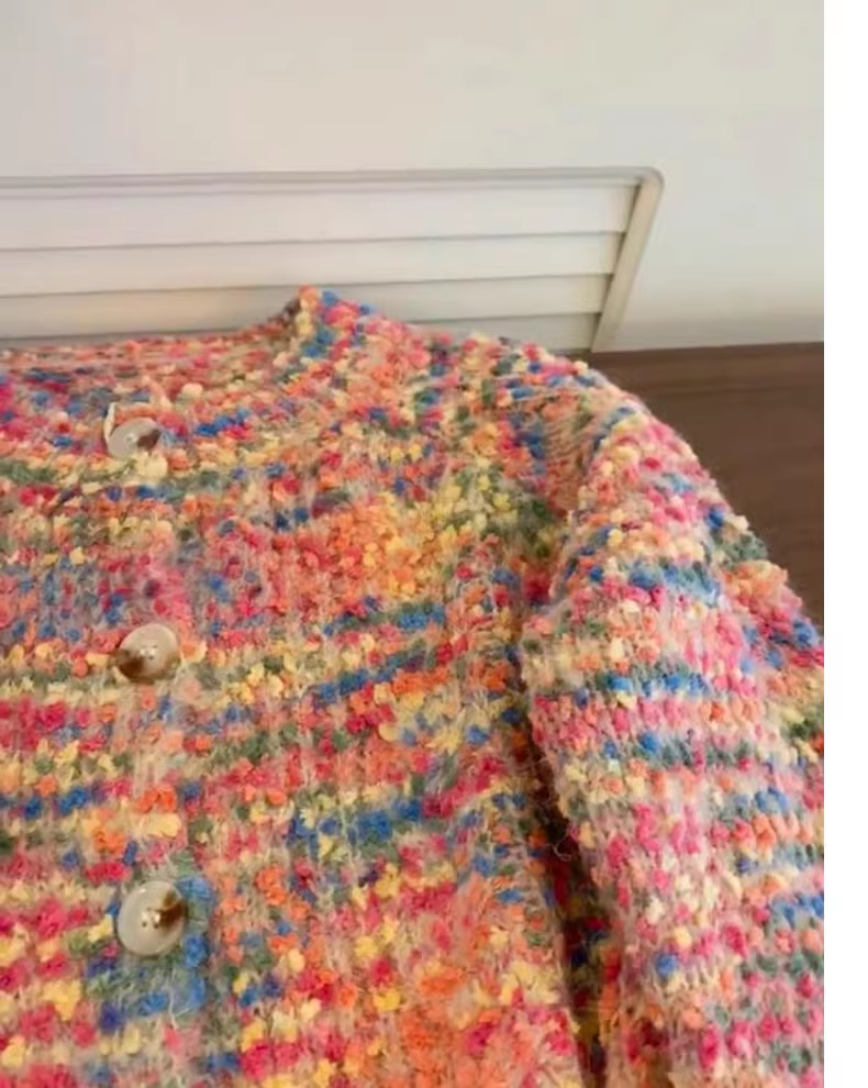 Rainbow pink knitted cardigan sweater jacket YM1910