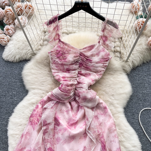 French retro floral dress YM1236