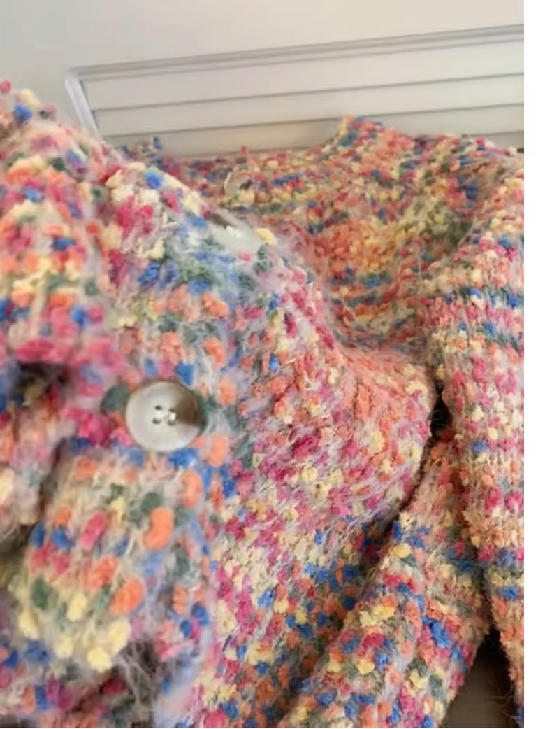 Rainbow pink knitted cardigan sweater jacket YM1910