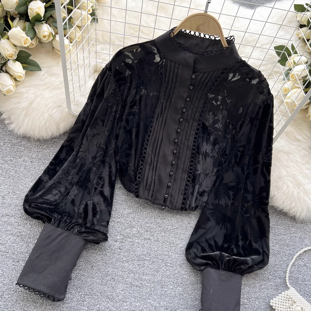 Women's Puff Sleeve Lace Blouses ,YM135