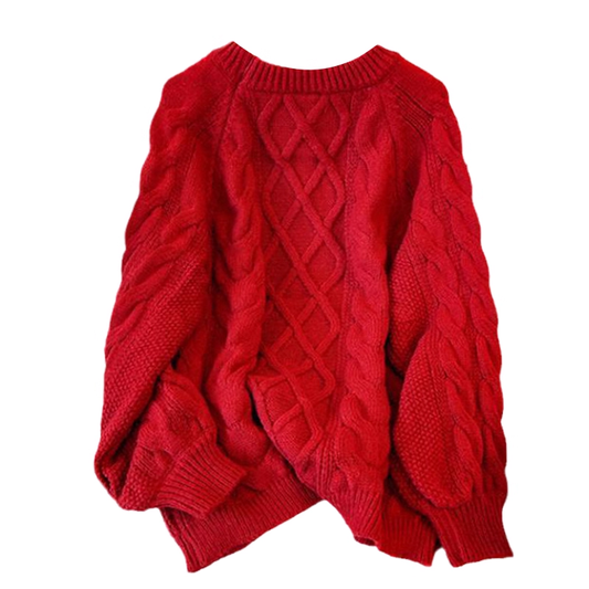 Red Sweater Women's Early Autumn Loose Slimming Versatile Sweet Sweater YM2304