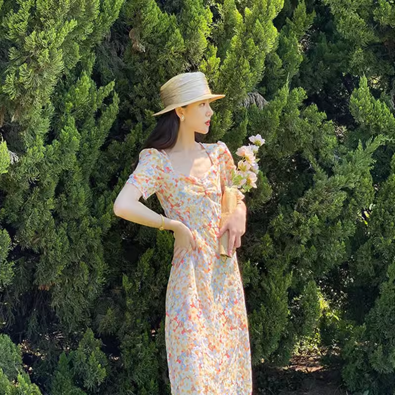 Retro floral dress YM1545
