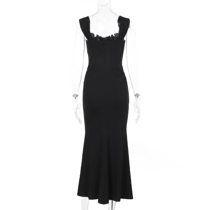 Pretty Black Lace Mermaid Long Party Dress Birthday Dress YM2216
