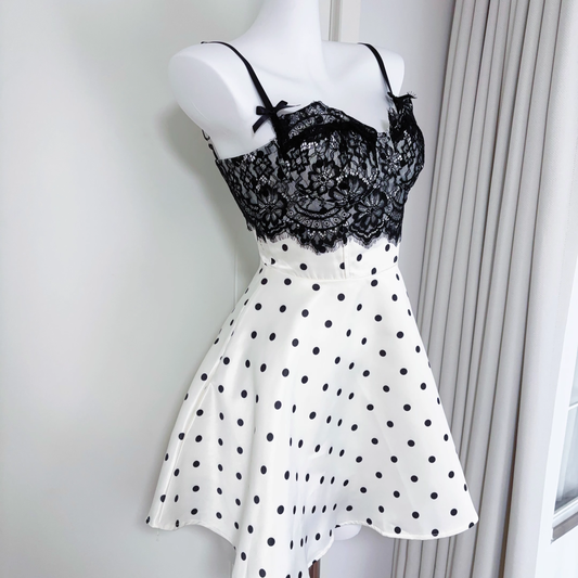 Simple Spaghetti Straps Satin Lace A Line Short Party Dress Vacation Dress YM2074