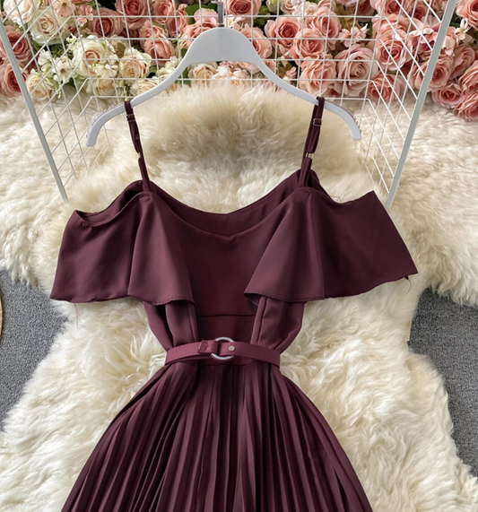 Cute A line dress off shoulder fashion dress maxi dress ,YM92