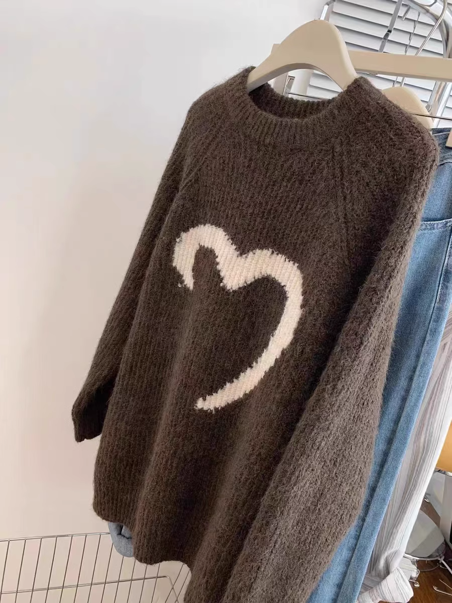 Mid-length Sweater Thickened European Style Loose And Lazy Style YM1858