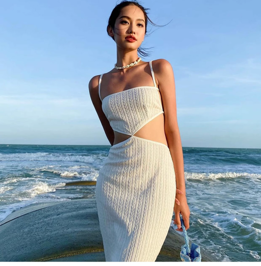 Summer Sexy Hollow Backless Strappy Maxi Dress ,YM08