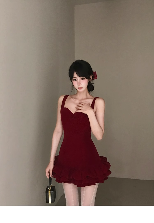 Tutu Dress New Style Birthday Date Exquisite Little Burgundy Dress YM1979