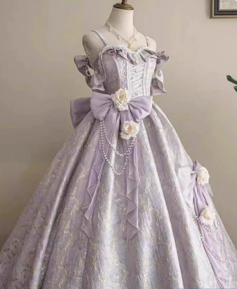 Charming Purple Spaghetti Straps Evening Dress Lolita Princess Dress YM2147