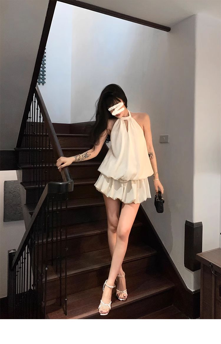 Apricot Halter Backless Short Prom Dress Birthday Outfits YM2013