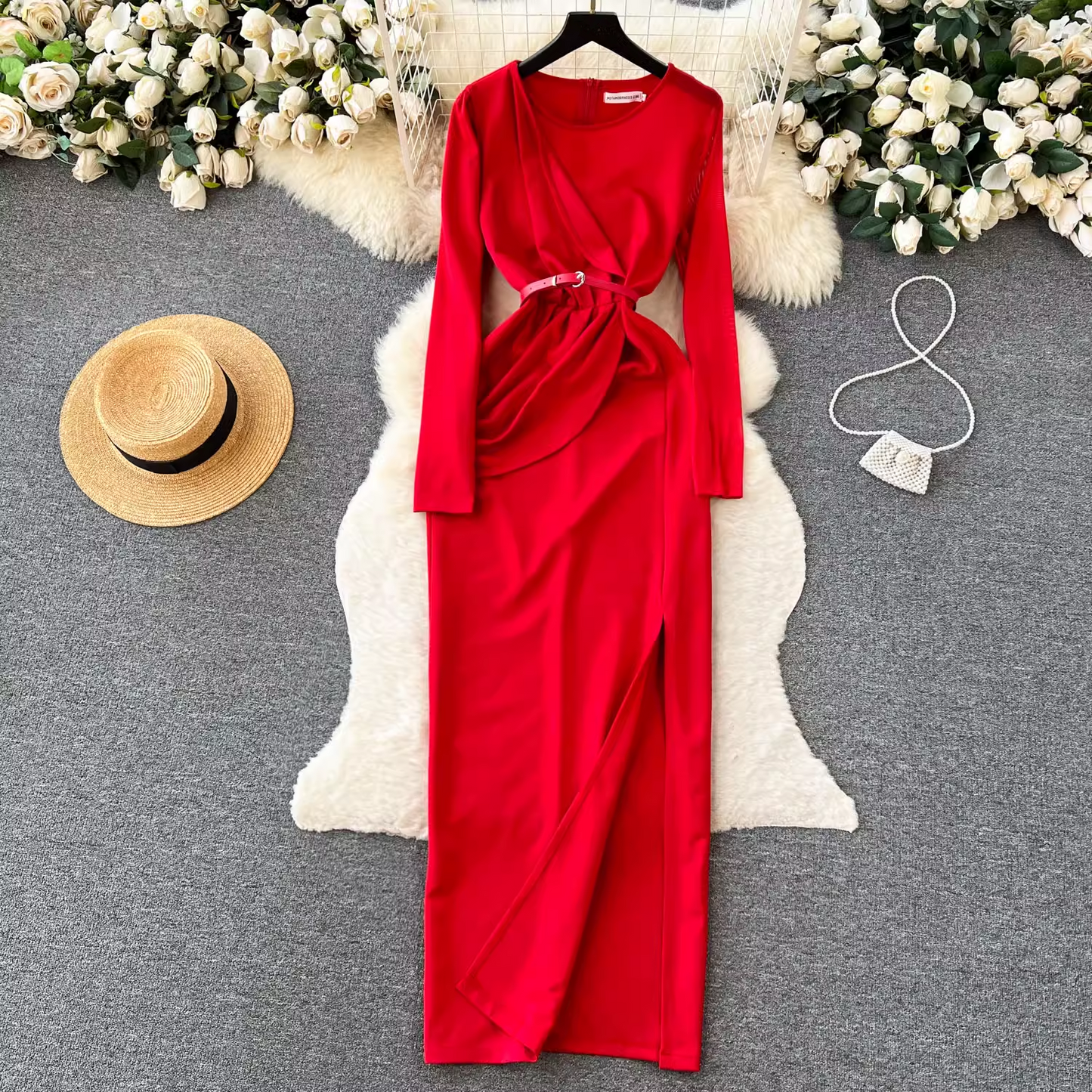 High sense vocation dress long skirt women's pleated long summer dress YM307